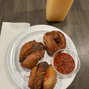 Puff puff with pepper beef sliders