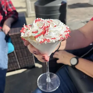 Christmas specials: Christmas Cake martini (a little Debbie Christmas tree slice to garnish!)