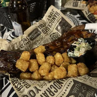 Baby back ribs are well worth the price! Even the slaw was impressive and the tots had a perfect crispy/ tender balance!