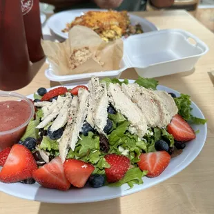 Chicken Berry Salad and smothered hash browns!