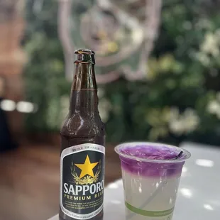 Purple rain and Sapporo beer