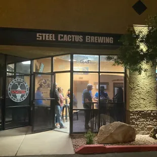 people entering the building