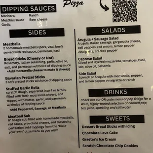 Sides menu, sorry pizza menu didn't take