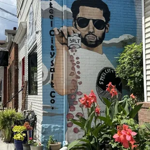 Fun mural on the side of the shop.