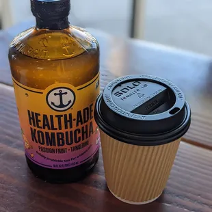 Kombucha and White Chocolate mocha.