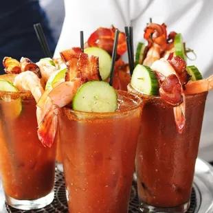 a tray of bloody cocktails