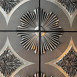 a close up view of a metal wall
