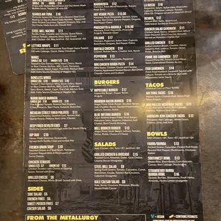 The Steel Mill Menu
