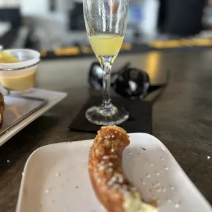 What&apos;s left of my deep fried delicious pretzel and $5 mimosa