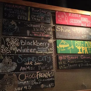 Beer menu on 1/5/19