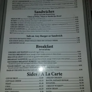 Back of the Menu
