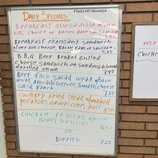 Daily specials