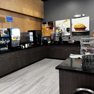 Looks like a breakfast area for a hotel.