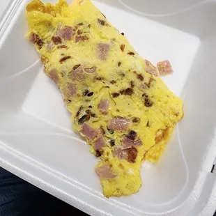 Ham, bacon and cheese omelet with no sides.