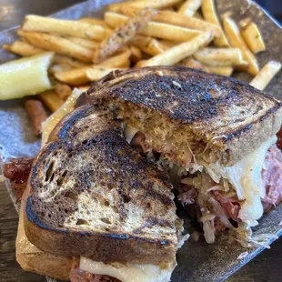 Burnt Rueben sandwich with cross contamination from a dirty grill.