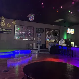 a bar with neon lights