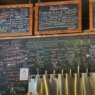 menus on a blackboard