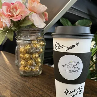 a cup of coffee on a table