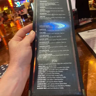 Cocktail menu