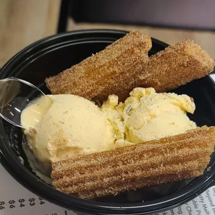 Churros and Vanilla Ice Cream