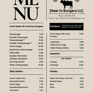 Current menu as of 9/27/23