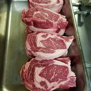 Fresh cut Ribeye Steaks