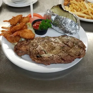 Ribeye Steaks and Shrimp