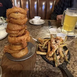 Zucchini Fries &amp; Onion Ring Tower