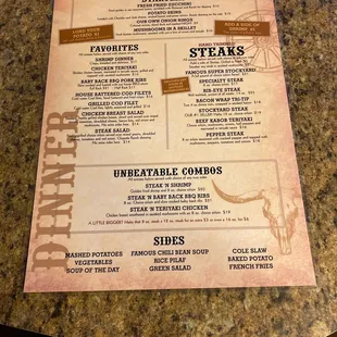 Front of menu