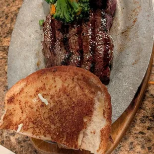 Ribeye with veggies and side salad (not pictured)