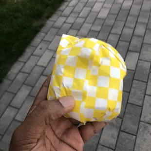 My Steeze burger all wrapped up. Eat it while it's hot.