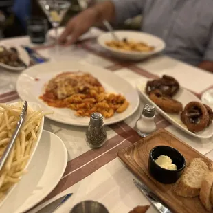 Chicken parm and onion rings