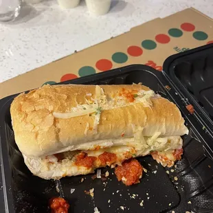 Meatball sub, bread tasted homemade so good!!