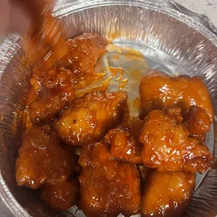Woah! These were so good! Sweet and sour boneless wings
