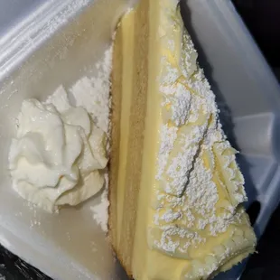 Limoncello cake. So good and light and it didn&apos;t smell like the Fridge