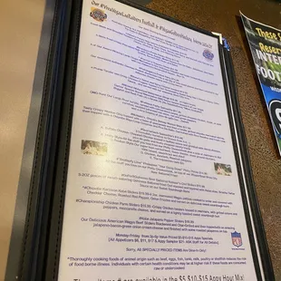 menu