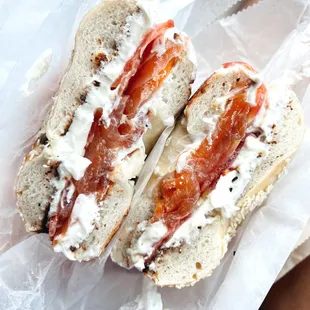 Sesame Bagel with Plain Cream Cheese + Lox