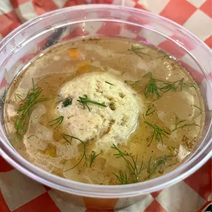 The most dill I&apos;ve ever seen in a matzo ball soup.  The matzo ball, by itself, is good.