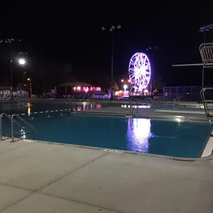 Night time view of diving well