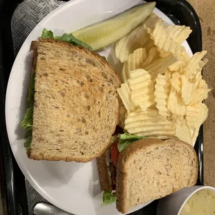 BLT Sandwich with corn chowder