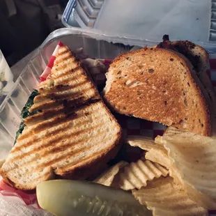 Turkey panini (left)   Pastrami (right)