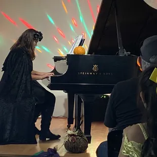 Halloween Recital with kids in costume.