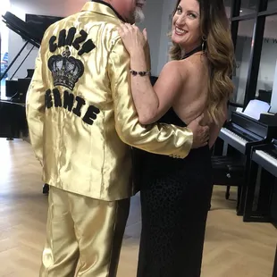 Crazy Bernie and Gina Lenee at the new Steinway dealership