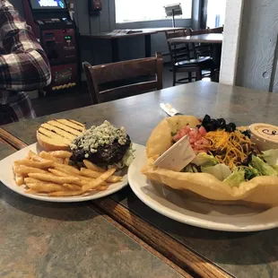 Black and blue burger and taco salad