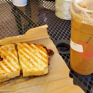 Ice coffee and breakfast Sandwiches