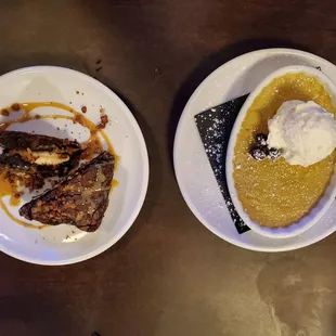 Brownie and creme brulee