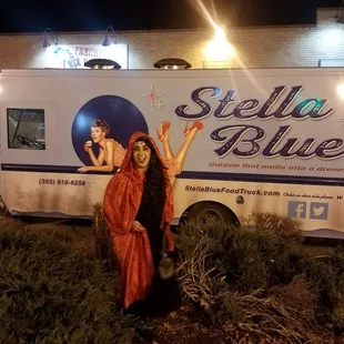 Excuse my red riding hood costume, we were on our way to a halloween party!! Keep your eye out in denver for this mobile kitchen!
