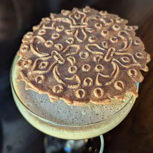 Such a pretty cookie comes with the house espresso martini