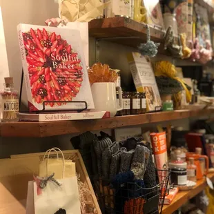 a variety of items on shelves