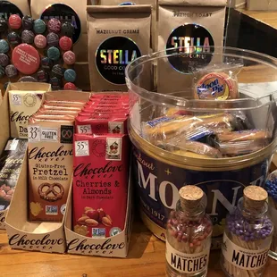 a variety of products on display